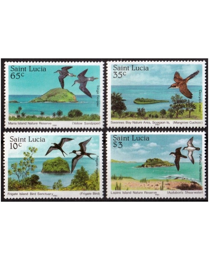 F-EX46514 ST LUCIA MNH 1985 LANDSCAPE & BIRD OISEAUX VÖGEL AVES PAJAROS.