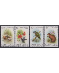F-EX46515 ST LUCIA MNH 1981 BIRD AVES PAJAROS OISEAUX CRAB AGOUTI PARROT.