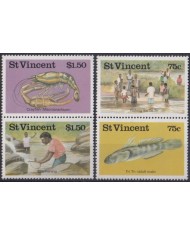 F-EX46529 ST VINCENT MNH 1986 FISH FICHERMEN CRAYFISHING CRAYFISH TRI TRI.