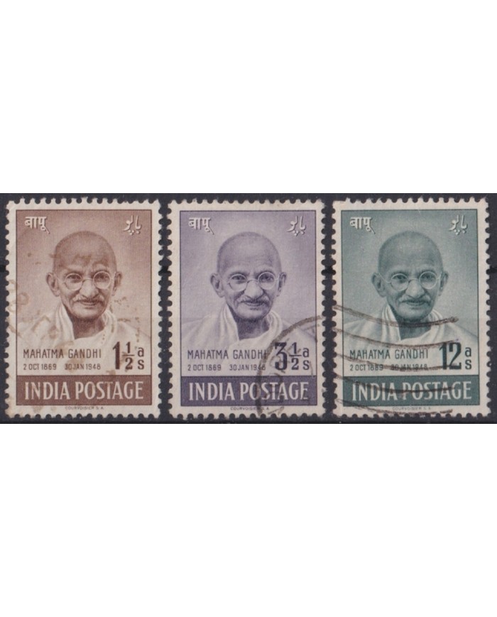 F-EX46219 INDIA 1948 MAHATMA GHANDI USED STAMPS LOT.