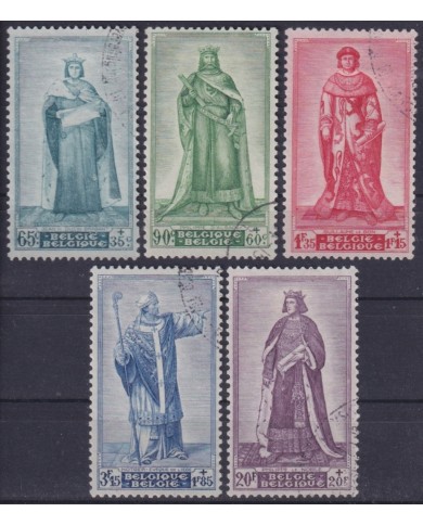 F-EX46227 BELGIUM BELGIQUE 1947 VICTIM RELIEF FUND MEDIEVAL KINGS SEMI-POSTAL USED.