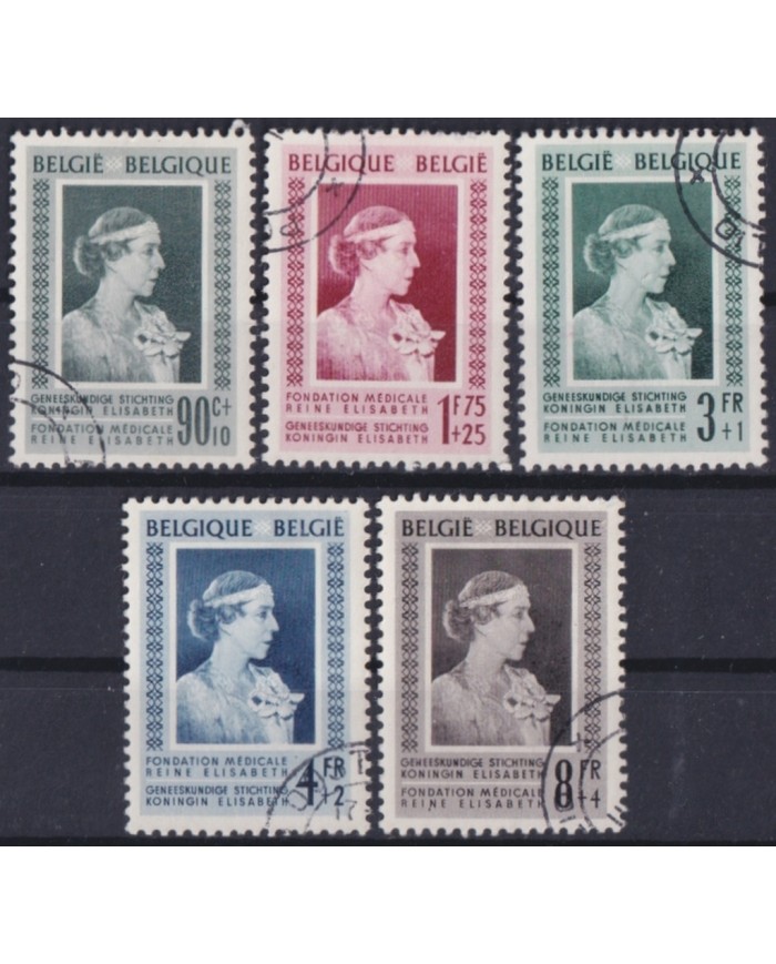 F-EX46232 BELGIUM BELGIQUE 1951 SEMI-POSTAL QUEEN ELIZABETH MEDICAL FUND USED.