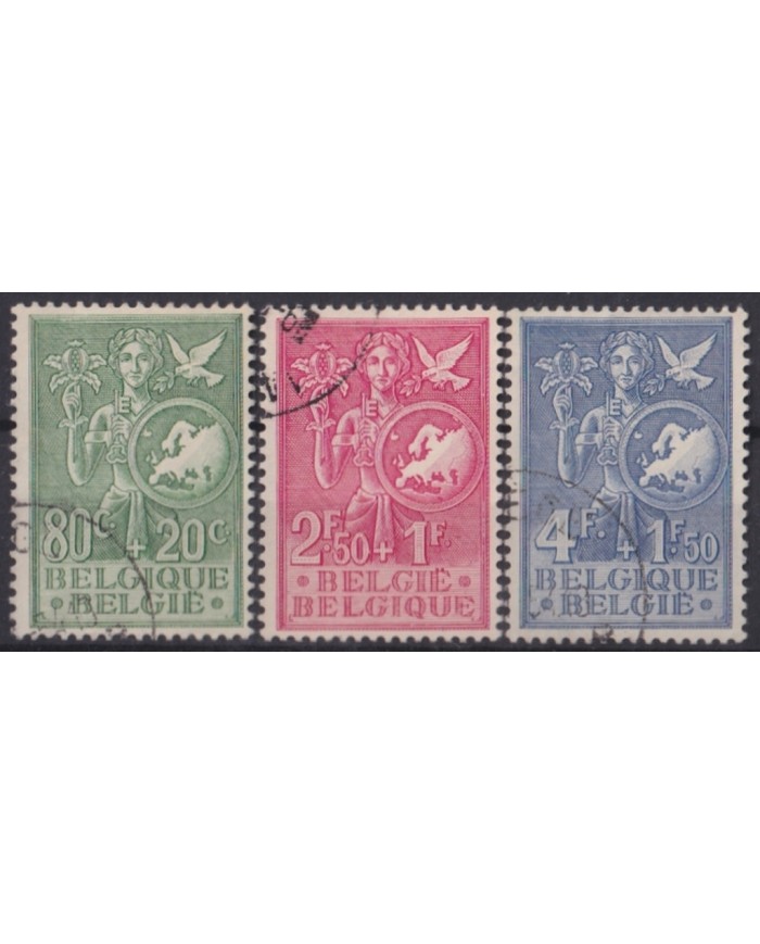 F-EX46234 BELGIUM BELGIQUE 1953 EUROPE ALEGORIES USED.