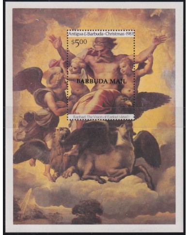 F-EX46181 BARBUDA MNH 1983 CHRISTMAS NAVIDAD RAPHAEL PAINTING ART EZEKIEL VISION.