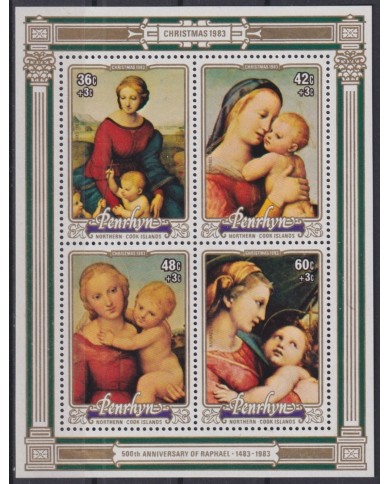 F-EX46195 PENRHYN MNH 1983 CHRISTMAS NAVIDAD RAPHAEL PAINTING ART.