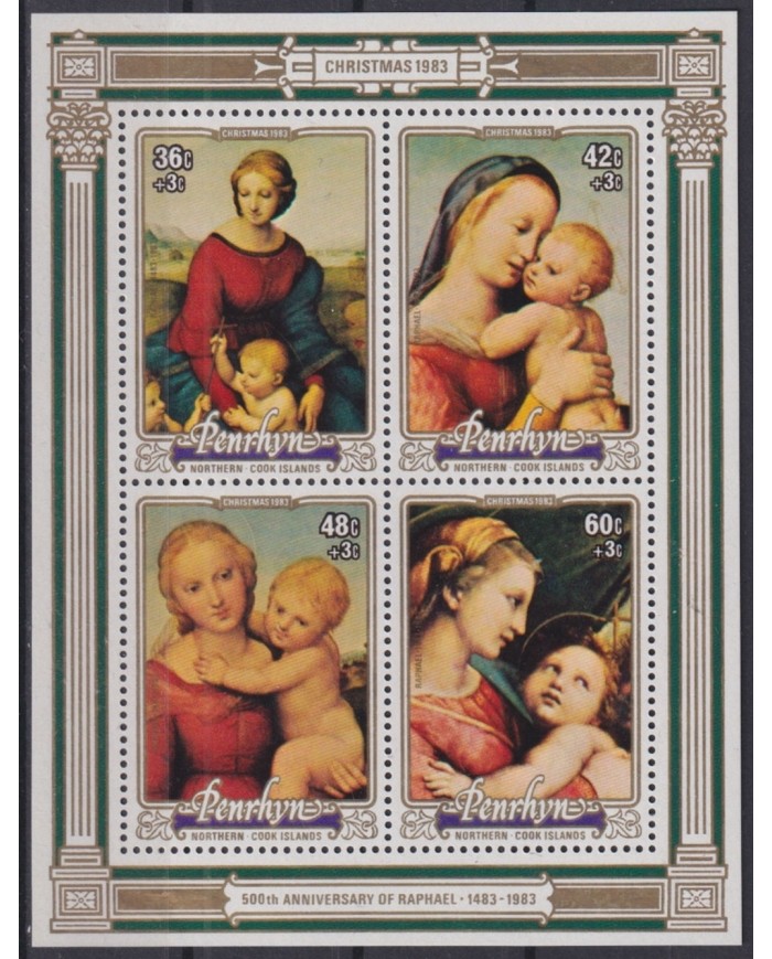 F-EX46195 PENRHYN MNH 1983 CHRISTMAS NAVIDAD RAPHAEL PAINTING ART.