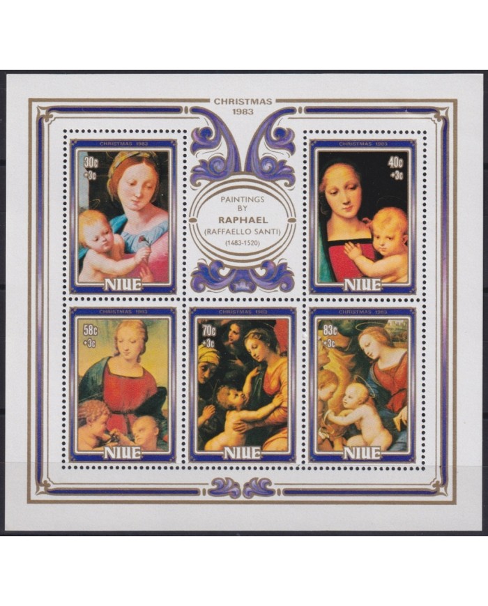 F-EX45472 NIUE MNH 1983 CHRISTMAS NAVIDAD RAPHAEL PAINTING ART.
