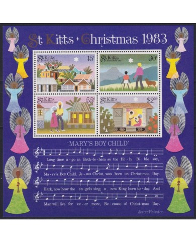 F-EX45475 ST KITTS MNH 1983 CHRISTMAS NAVIDAD DRAWING MUSIC MARY´S BOY CHILD.
