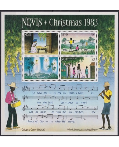 F-EX45473 NEVIS MNH 1983 CHRISTMAS NAVIDAD DRAWING MUSIC CALYPSO CAROL.
