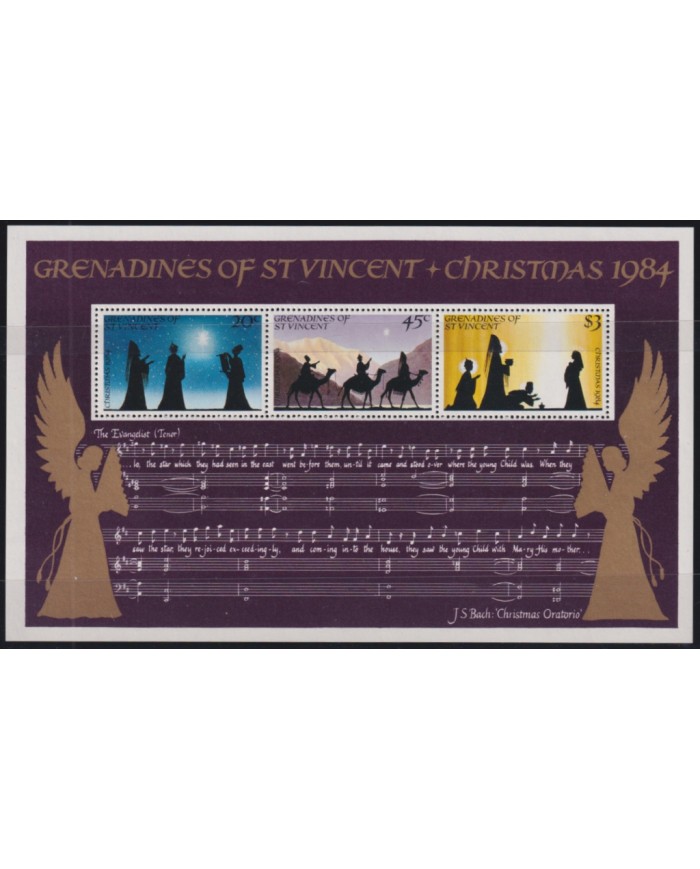 F-EX45476 ST KITTS & ST VINCENT MNH 1984 CHRISTMAS NAVIDAD DRAWING BACH MUSIC ORATORIO