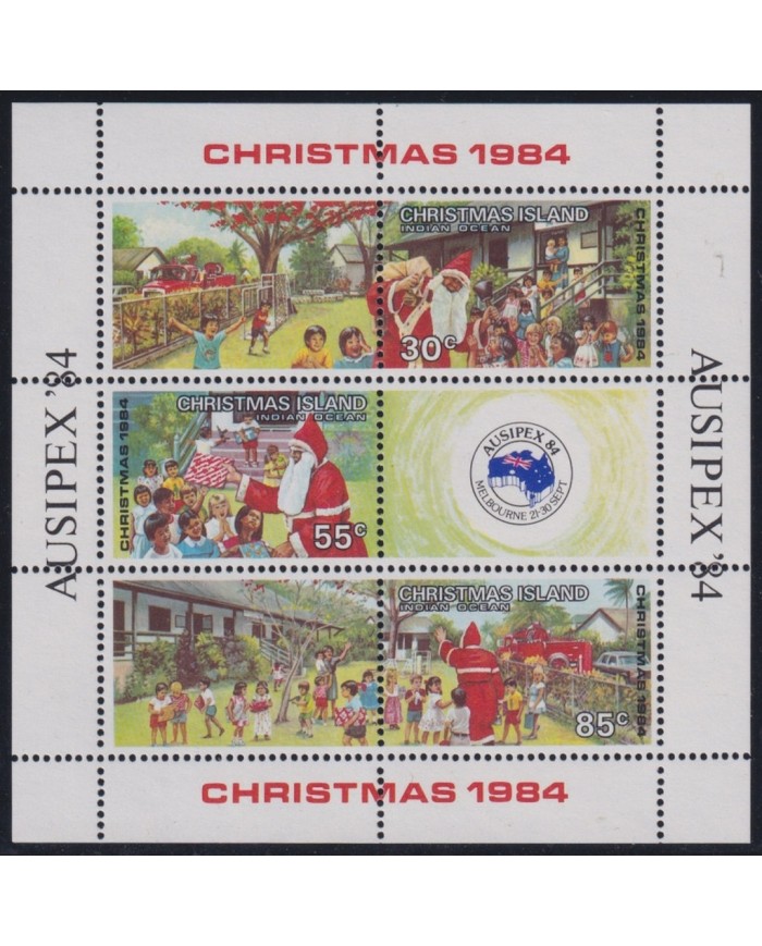 F-EX46202 CHRISTMAS IS MNH 1983 CHRISTMAS NAVIDAD DRAWING AUSIPEX´84 SANTA CLAUS.