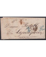 F-EX46260 FRANCE 1857 STAMPLESS PERPIGNAN TO LA JUNQUERA BARCELONA