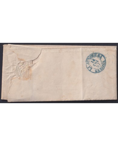 F-EX46260 FRANCE 1857 STAMPLESS PERPIGNAN TO LA JUNQUERA BARCELONA