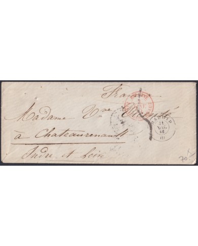F-EX46266 ESPAÑA SPAIN 1858 STAMPLESS MADRID TO PARIS FRANCE.