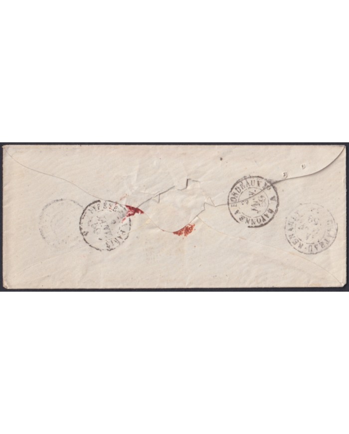 F-EX46266 ESPAÑA SPAIN 1858 STAMPLESS MADRID TO PARIS FRANCE.
