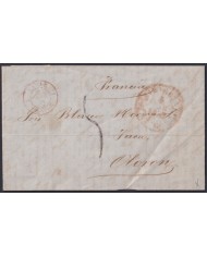 F-EX46268 ESPAÑA SPAIN 1852 STAMPLESS ZARAGOZA TO OLORON FRANCE.