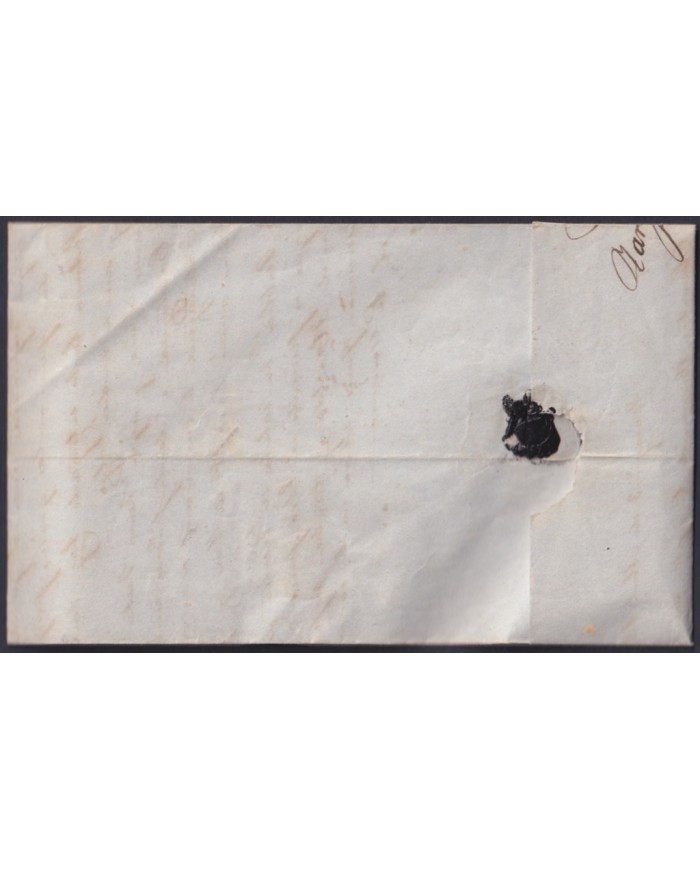 F-EX46268 ESPAÑA SPAIN 1852 STAMPLESS ZARAGOZA TO OLORON FRANCE.