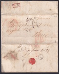F-EX46270 ESPAÑA SPAIN 1848 STAMPLESS MADRID “M.PP” TO PARIS FRANCE.