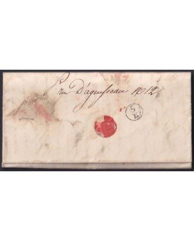 F-EX46270 ESPAÑA SPAIN 1848 STAMPLESS MADRID “M.PP” TO PARIS FRANCE.