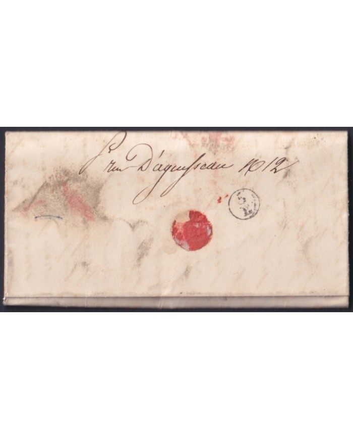 F-EX46270 ESPAÑA SPAIN 1848 STAMPLESS MADRID “M.PP” TO PARIS FRANCE.