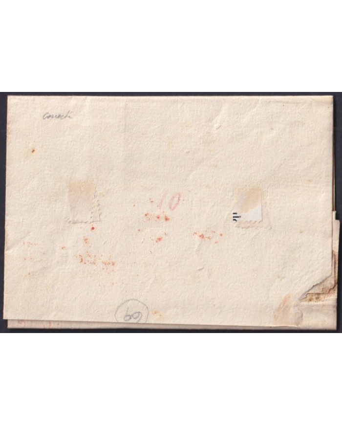 F-EX46271 ESPAÑA SPAIN 1826 STAMPLESS GERONA TO BARCELONA RED “G.17. CATALUÑA”.