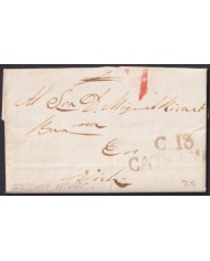 F-EX46272 ESPAÑA SPAIN 1826 STAMPLESS GUISSONA TO VICH “C.13. CATALUÑA”.