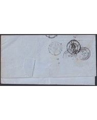 F-EX46276 ESPAÑA SPAIN 1856 STAMPLESS BARCELONA TO PARIS FRANCE.