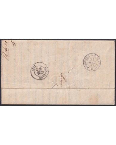 F-EX46277 ESPAÑA SPAIN 1857 STAMPLESS MADRID TO BORDEAUX FRANCE.