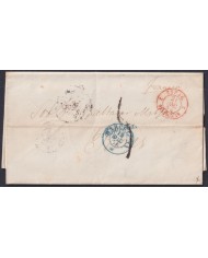 F-EX46279 ESPAÑA SPAIN 1854 STAMPLESS BARCELONA TO PARIS FRANCE.