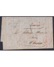 F-EX46280 ESPAÑA SPAIN 1856 STAMPLESS HUESCA TO OLORON FRANCE.