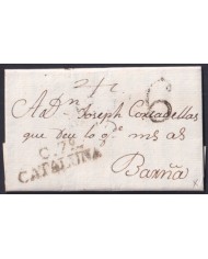 F-EX46283 ESPAÑA SPAIN 1807 STAMPLESS CALAFF TO BARCELONA “C.7. CATALUÑA”.