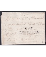 F-EX46284 ESPAÑA SPAIN 1809 STAMPLESS AGRAMUNT TO CALAFF “A.1. CATALUÑA”.