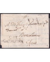 F-EX46286 ESPAÑA SPAIN 1816 STAMPLESS STA COLOMA TO REUS “C.13. CATALUÑA”.