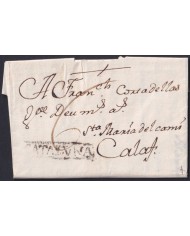 F-EX46290 ESPAÑA SPAIN 1781 STAMPLESS CERVERA TO CALAFF “CATALUÑA”.