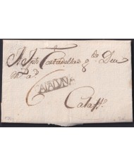 F-EX46294 ESPAÑA SPAIN 1781 STAMPLESS CALAFF “CATALUÑA”.