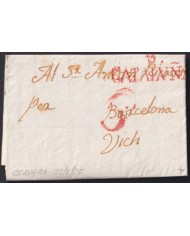 F-EX46298 ESPAÑA SPAIN 1836 STAMPLESS CERVERA TO VICH “B. CATALUÑA”.