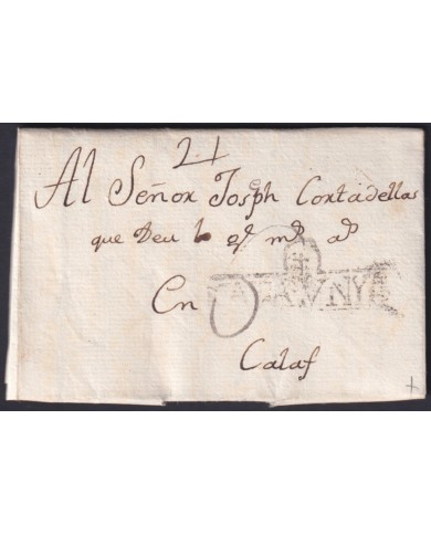 F-EX46299 ESPAÑA SPAIN 1798 STAMPLESS CERVERA TO CALAFF “CATALUNYA”.