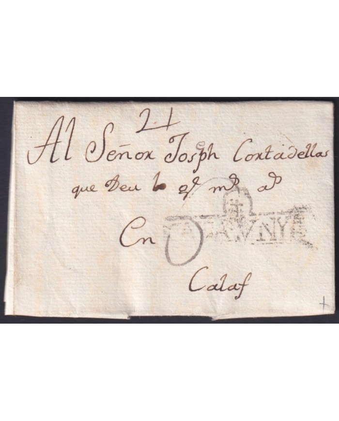 F-EX46299 ESPAÑA SPAIN 1798 STAMPLESS CERVERA TO CALAFF “CATALUNYA”.