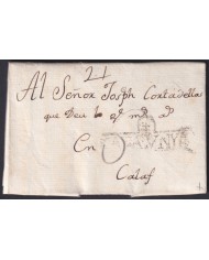 F-EX46299 ESPAÑA SPAIN 1798 STAMPLESS CERVERA TO CALAFF “CATALUNYA”.
