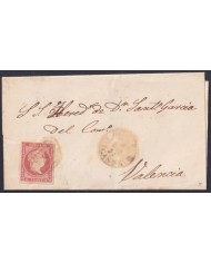 F-EX46306 ESPAÑA SPAIN 1857 4 cu Ed.48 COVER ALICANTE TO VALENCIA.