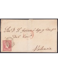 F-EX46307 ESPAÑA SPAIN 1857 4 cu Ed.48 COVER ALICANTE TO VALENCIA.