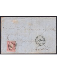 F-EX46309 ESPAÑA SPAIN 1857 4 cu Ed.44 COMILLAS SANTANDER TO MADRID.
