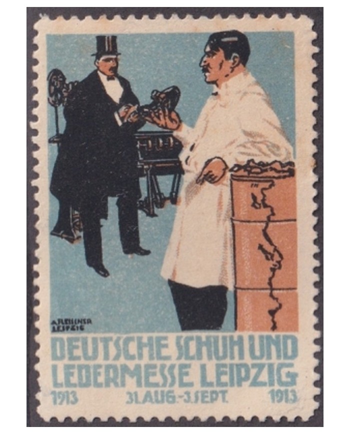 F-EX17347 GERMANY ALEMANIA CINDERELLA 1913 COSTUMES GASTRONOMY 35x50mm DEFECTO NO GUM.