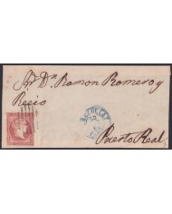 F-EX46315 ESPAÑA SPAIN 1858 4 cu Ed.48 FRONT COVER JEREZ DE LA FRONTERA -PUERTO REAL.