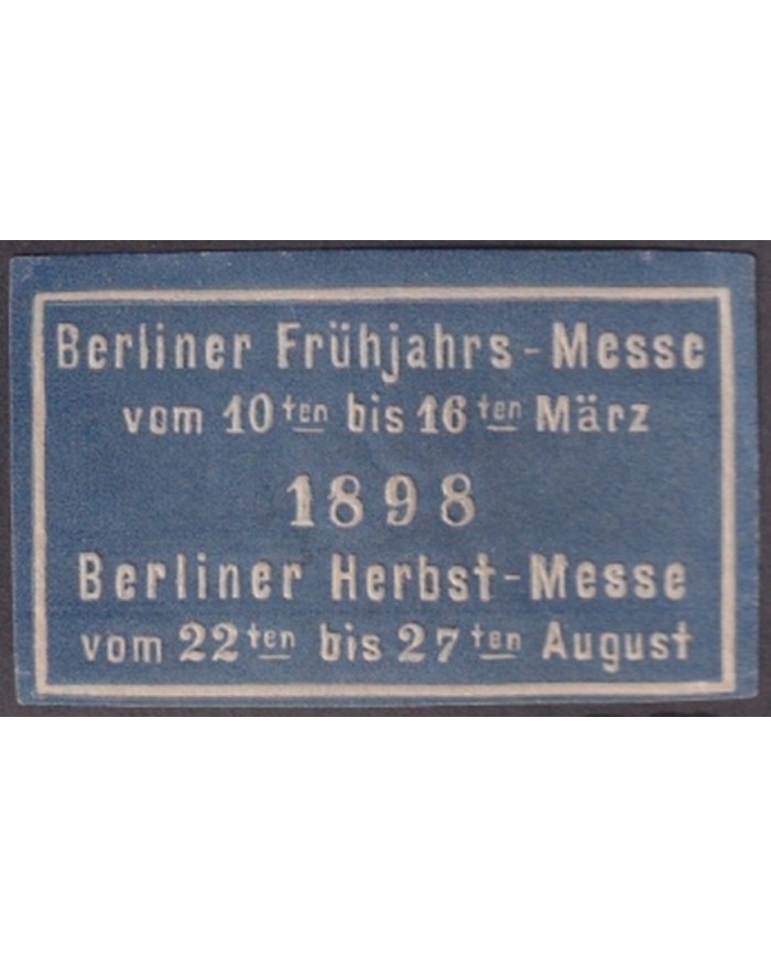 F-EX17348 GERMANY ALEMANIA CINDERELLA 1898 BERLIN FAIR. 42x26mm NO GUM.
