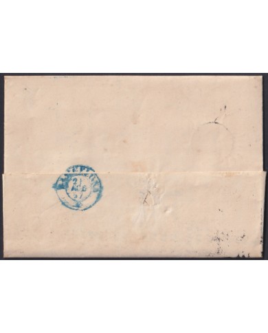 F-EX46316 ESPAÑA SPAIN 1857 4 cu Ed.48 OVIEDO TO BARCELONA.
