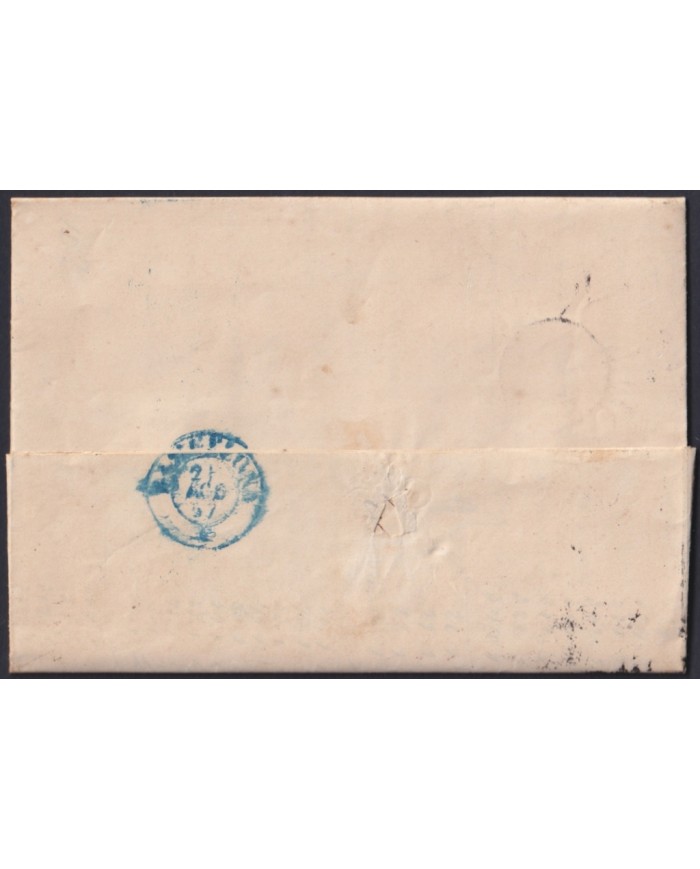 F-EX46316 ESPAÑA SPAIN 1857 4 cu Ed.48 OVIEDO TO BARCELONA.