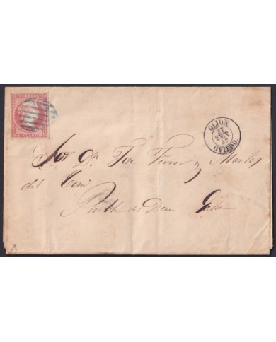 F-EX46317 ESPAÑA SPAIN 1857 4 cu Ed.48 GIJON, ASTURIAS TO PUEBLA DEL DECAN, GALICIA .