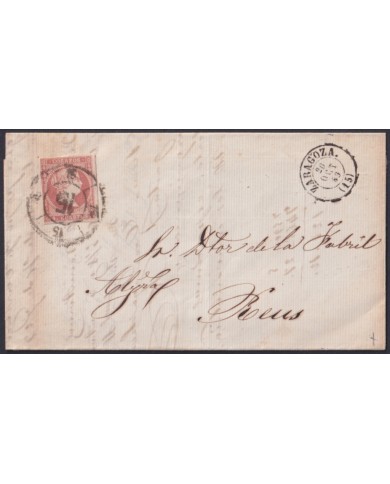 F-EX46318 ESPAÑA SPAIN 1859 4 cu Ed.48 ZARAGOZA TO REUS.