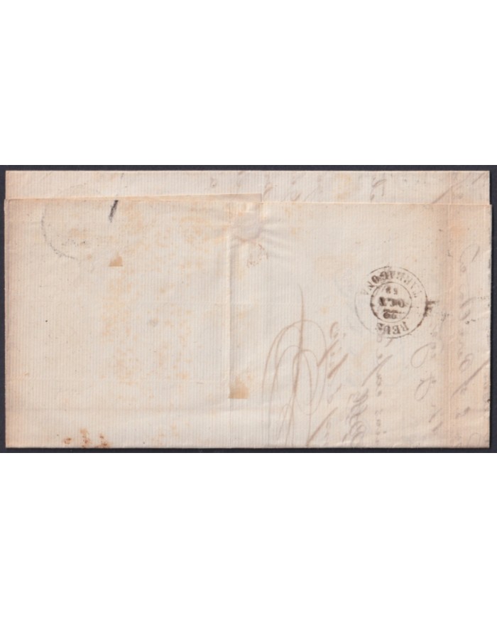 F-EX46318 ESPAÑA SPAIN 1859 4 cu Ed.48 ZARAGOZA TO REUS.